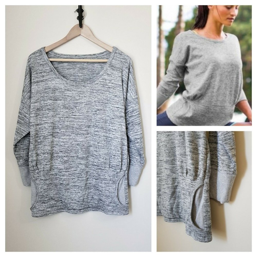 Athleta Gray Marled Pullover Sweatshirt